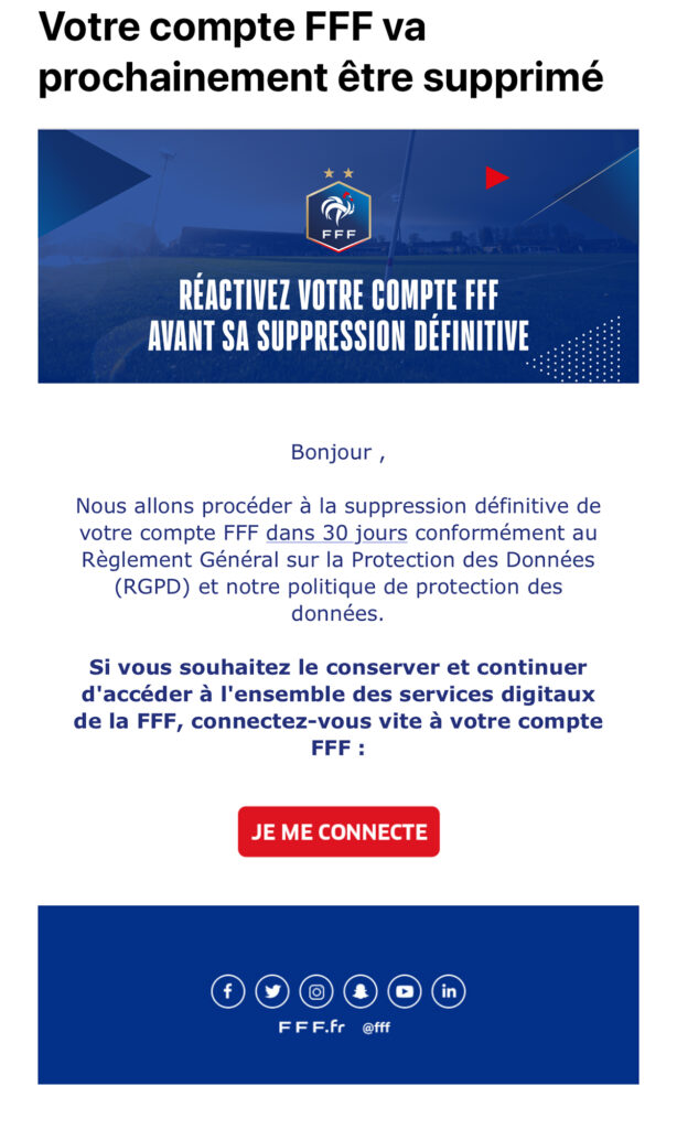 Cyberarnaques visant les licenciés de la Fédération française de tennis (FFT) confondue avec la FFF