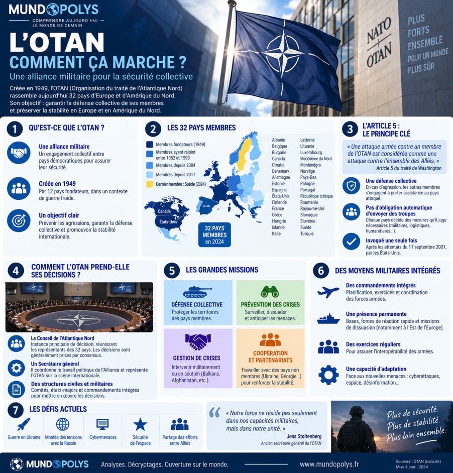 Infographie - OTAN mode d'emploi - Quel est le rôle de l'OTAN dans le monde