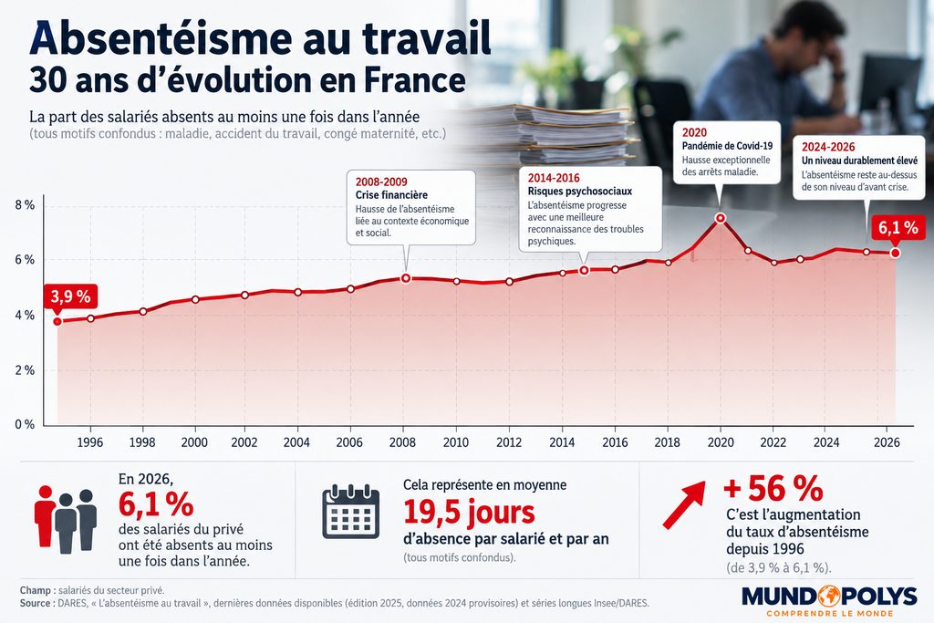 Absentéisme au travail 30 ans d'évolution en France