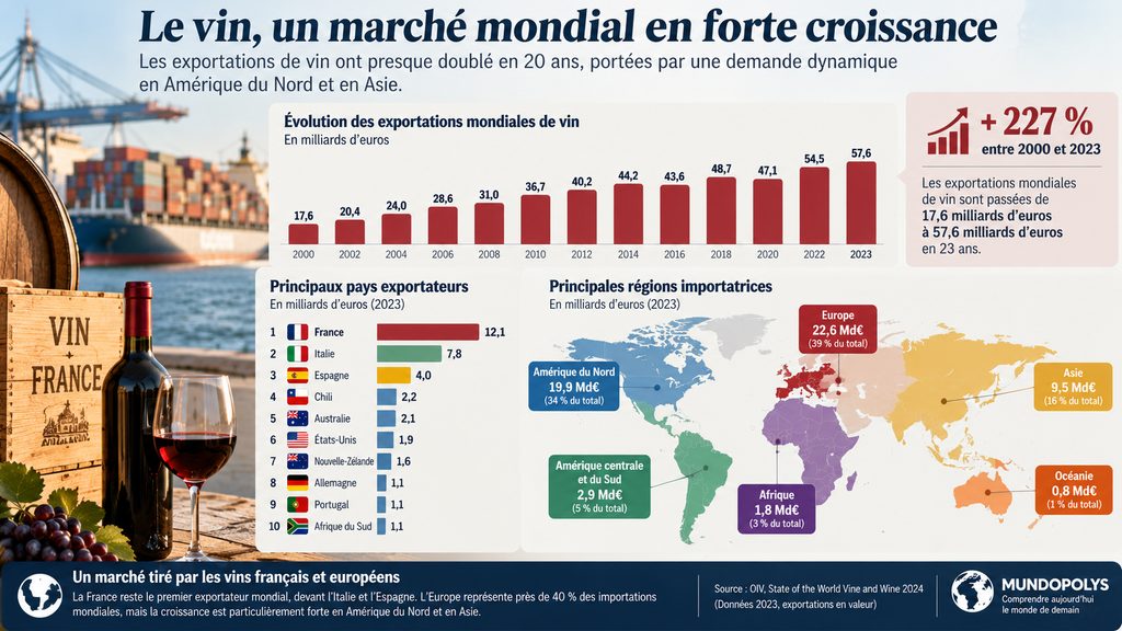 Infographie - Part des exportations de vin français dans le monde