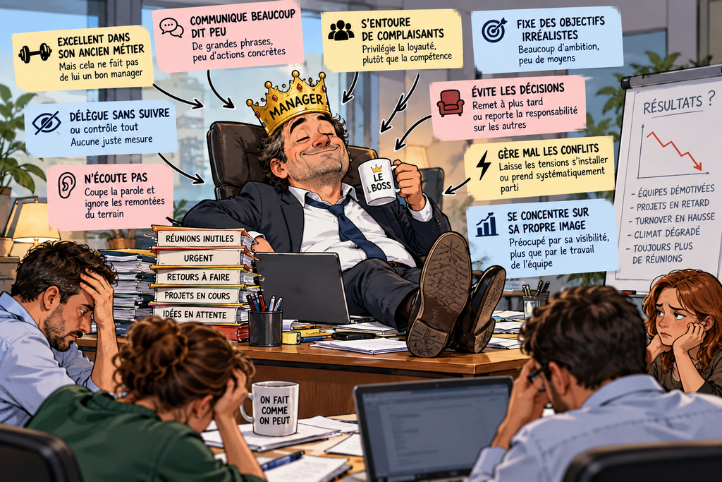 Mon chef est incompétent - Illustration humoristique : Le manager couronné de l’incompétence