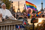 Photo montée du Pape à Paris en marge de la Gay Pride