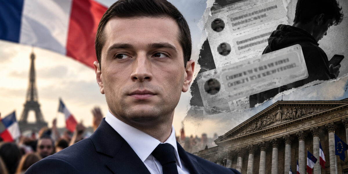 Portrait de Jordan Bardella et montage