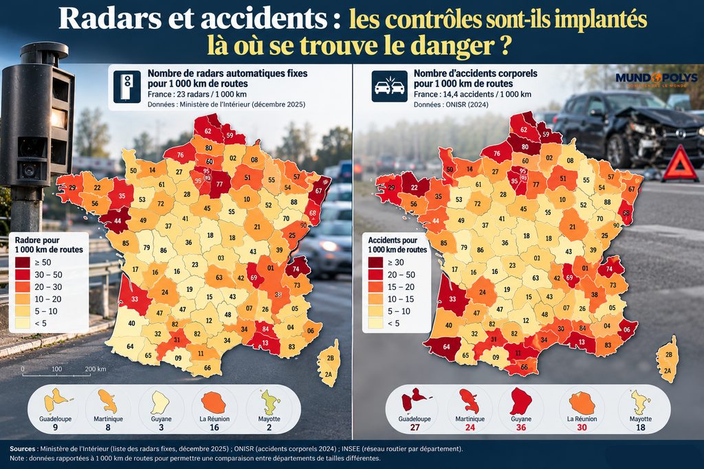 infographie présentant les incohérences entre les zones accidentogênes par rapport à la concentration de radars